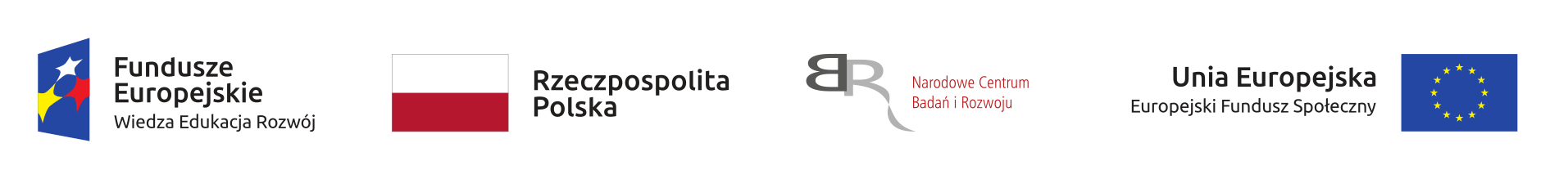 4 logotypy: Fundusze europejskie, Rzeczpospolita Polska, Narodowe Centrum Badań i Rozwoju, Unia Europejska